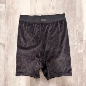 SKIMS Black Velour Crushed Velvet Bike Shorts Size L